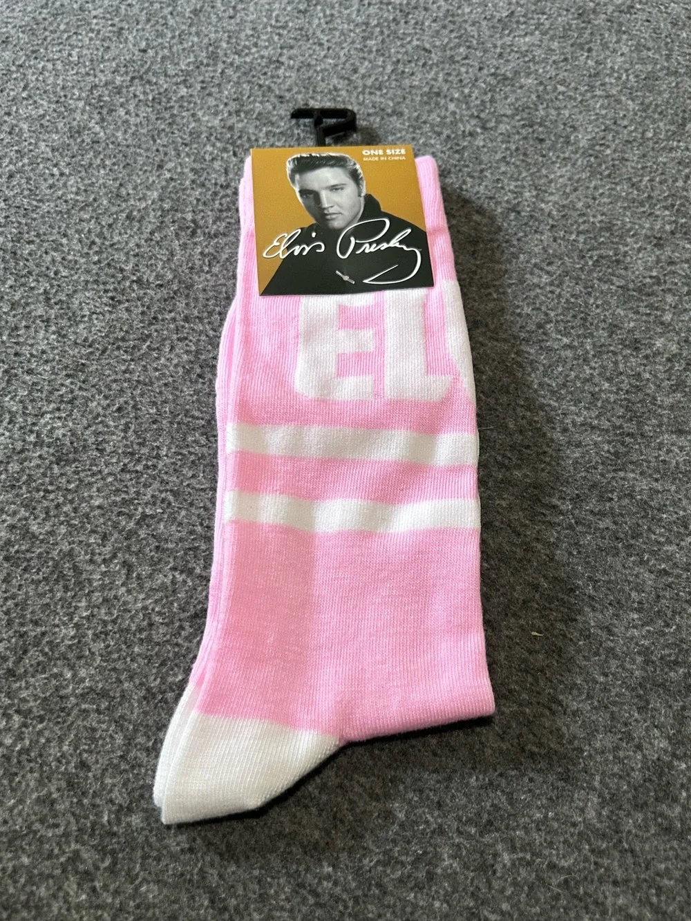 Elvis Presley Official Licensed Pink Graphic Crew Socks NWT Shoe Size US 7-12